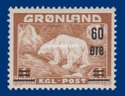 GREENLAND 1956 POLAR BEAR BROWN SURCHARGE   U.M. N.S.C. FACIT 38 - Ongebruikt
