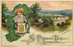 114199-Saint Patrick's Day, Winsch 1912 No WIN02-2, Artist Samuel Schmucker, Woman On Ireland, Cappaquin, Co Waterford - Winsch