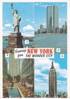 695 NEW YORK CITY,STATUE OF LIBERTY,WORLD TRADE CENTER,CHANNEL GARDENS ,EMPIRE STATE BUIDING ,POSTACARD USED ,AMERICA - Empire State Building