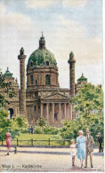 Austria - Vienna (Wien) - Karlskirche /St. Charles's Church [from Paul Kaspar, Viennese Artist, Painting] CPA Postcard - Iglesias