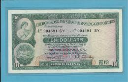 HONG KONG - 10 DOLLARS - 31.10.1972 - P 182.g - 2 Scans - Hongkong