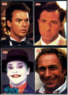 4 X Kino-Autogrammkarte  -  Repro, Signatur Aufgedruckt  -  Pierre Richard  -  Michael Keaton  -  Dustin Hoffman - Autographs