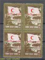 Turkey BOY SCOUT Topic Stamp, Postal Tax Stamp From 1949, Block Of 4 NH - Charity Stamps