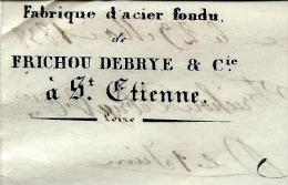 RARE FACTURE FRICHOU DE BRYE FABRICANTS DE FER à ST ETIENNE Loire 1838  à PEUGEOT FRERES B.E V.SCANS+HISTORIQUE - 1800 – 1899