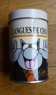 RARE BOITE RONDE EN METAL Fer Blanc DE CHOCOLATS LE CHAT DE GELÜCK GALLER Petit Format 42g Fond Crème - El Arte De La Mesa