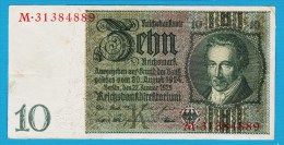 DEUTSCHES REICH 10 REICHSMARK 22.01.1929  Letter K  Serial#  M 31384889  P#180a - 10 Mark