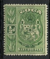 Tonga 1897 1/2p Coat Of Arms Issue  #39  MH - Tonga (...-1970)