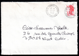 B1-002O- Liberté De Gandon N° 2376c, 2f20 Rouge Type II Papier Couché Sur Courrier D´entreprise. - Used Stamps