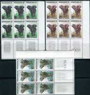 COTE IVOIRE  1959   MNH   -  " ELEPHANTS "  -  3 VAL. EN BLOCS DE 6 / COINS DATES - Costa D'Avorio (1960-...)