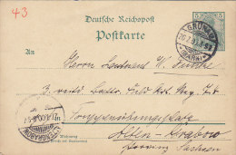 Germany Reichspost Postal Stationery Ganzsache Entier 5 Pf. Germania GRÜNAU 1903 To ALTENGRABOW (2 Scans) - Briefkaarten