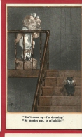 DVO1-06 Fred Spurgin, Humour, Fillette En Train De S'habiller. Chat Noir. Cachet Basel 1922. - Spurgin, Fred