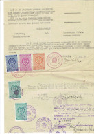 DOCUMENT 1948 DE L AMBASSADE DE LA REPUBLIQUE FEDERATIVE POPULAIRE DE YOUGOSLAVIE 5 TIMBRES TAXE TEXTE RUSSE URSS RUSSIE - Segnatasse