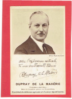 PERVENCHERES DUPRAY DE LA MAHERIE MAIRE ET CONSEILLER GENERAL DE PERVENCHERES DEFENSE AGRICOLE UNION REPUBLICAINE - Pervencheres