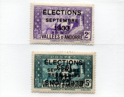 B -  Andorra Fr.-  Elezioni 1933 (nuovi Senza Gomma) Il Val. Da 5 C. Ha Doppia Sovrastampa Di Cui 1 Capovolta - Unused Stamps