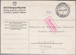 Heimat SG OBERUZWIL ~1940 Internierten Militärkarte Nach Wattwil - Documenten
