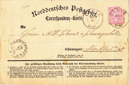 13550# ALLEMAGNE NORDDEUTSCHES POSTGEBIET CORRESPONDENZ KARTE Obl CLEVE 1870 Nach FRANKFURT - Brieven En Documenten