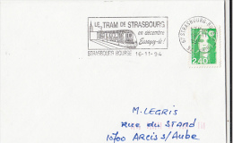 TRAM, TRAMWAY, STRASBOURG FLAMME ON COVER, MARIANNE STAMP, 1994, FRANCE - Tranvie