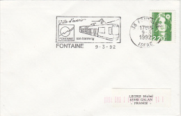 TRAM, TRAMWAY, FONTAINE FLAMME ON COVER, MARIANNE STAMP, 1992, FRANCE - Tranvie