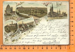 BAMBERG: Gruss, Litho Multi Vues, Panorama, Alte  Hofhaltung, Dom, Altenburg, Rathhaus - Bamberg