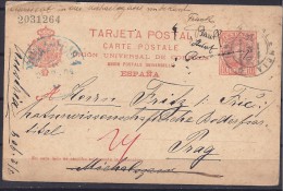 Spain1904:Postal Card Edifil 42used From Valencia To Prag(Prague)... - 1850-1931