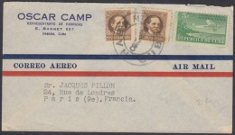 1931-H-36 CUBA. REPUBLICA. 1931. CORREO AEREO. SOBRE A PARIS. FRANCIA. FRANCE. MARCA HABANA CORREOS CUBA. RARA. - Briefe U. Dokumente