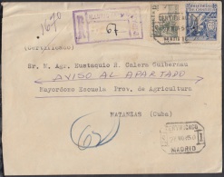 1950-H-11 ESPAÑA. SPAIN. SOBRE CERTIFICADO A CUBA. MARCA DE SEGUNDO AVISO. 1950 - Covers & Documents