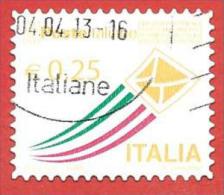 ITALIA REPUBBLICA USATO  - 2013 - Posta Italiana - Serie Ordinaria - € 0,25 - S. 3182A - 2011-20: Used