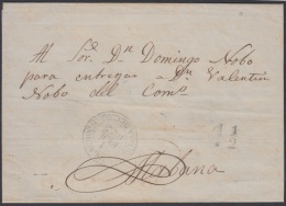 PREFI-256 CUBA ESPAÑA SPAIN. PREFILATELIA.1852. STAMPLESS. SOBRE MARCA CONSOLACION EN VERDE. BAEZA POSTMARK. - Prephilately