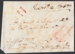 PREFI-285 CUBA ESPAÑA SPAIN. PREFILATELIA.1847. STAMPLESS. SOBRE MARCA CONSOLACION EN ROJO. BAEZA POSTMARK RED. - Prefilatelia