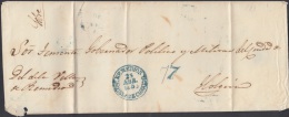 PREFI-288 CUBA ESPAÑA SPAIN. PREFILATELIA.1853. STAMPLESS. SOBRE MARCA REMEDIOS. TIPO DE CUBA EN VERDE. BAEZA POSTMARK. - Voorfilatelie