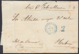 PREFI-294 CUBA ESPAÑA SPAIN. PREFILATELIA.1857. STAMPLESS. SOBRE MARCA PINAR DEL RIO EN VERDE. BAEZA POSTMARK. - Prefilatelia