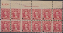 1910-47. CUBA. REPUBLICA. TELEGRAFOS. Ed.90. MNH. 20c NARCISO LOPEZ. BLOQUE DE 12 SPECIMEN. PLATE NUMBER. 1909 DATED. - Nuovi