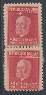 1934-100. CUBA. REPUBLICA. 1934. Ed.274. CARLOS J. FINLAY. 2c. TIRA DE 2 SELLOS. ERROR CORREOSI X CORREOS. CON PAPEL PEG - Neufs