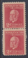 1934-100. CUBA. REPUBLICA. 1934. Ed.274. CARLOS J. FINLAY. 2c. TIRA DE 2 SELLOS. ERROR CORREOSI X CORREOS. CON PAPEL PEG - Nuovi
