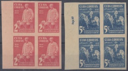 1939-108. CUBA. REPUBLICA. 1939. Ed.334-335s. MAYOR GENERAL CALIXTO GARCIA. IMPERFORADO BLOQUE DE 4. SIN GOMA. - Ungebraucht