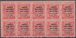 1950-107. CUBA. REPUBLICA. 1950. Ed.435. MNH. TABACO. TOBACCO. HABILITADO BANCO NACIONAL. BLOCK 10. - Nuovi