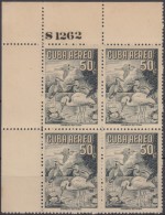 1956-108. CUBA. REPUBLICA. 1956. Ed.667. AVES CUBANAS. BIRD. AVES. PAJAROS. SIN GOMA. FLAMENCOS. FLAMINGO. PLATE NUMBER. - Nuovi