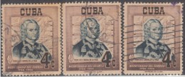 1956-109. CUBA. REPUBLICA. 1956. Ed.644it. HISTORIA DEL CORREO. VARIEDAD IMPRESIÓN DESPLAZADA. USADOS. BUSTO SIN SOMBRA. - Ungebraucht