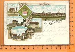 GEROLZHOFEN: Gruss, Litho Multi Vues, Panorama, Rentamtsgebauden, Bahnhof, Marktplatz, Bezirksamtsgebaude Coin H?D Forcé - Gerolzhofen