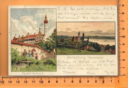 HERSCHING: Litho Multi Vues, Panorama, Kloster Andechs - Herrsching