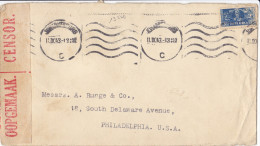 13566# AFRIQUE DU SUD SOUTH AFRICA LETTRE CENSURE DEUR SENSOR OOPGEMAAK OPENED BY CENSOR JOHANNESBURG 1943 PHILADELPHIA - Storia Postale