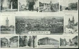 Litho Rare Ansbach Mittelfranken MB Um 1900 Postamt Bahnhof Hofgarten Neues Thor Herrieder Thor Promenade - Ansbach