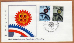 Enveloppe Cover Brief FDC 1415 1416 Europa Journée Franco-belge Liège - 1961-1970