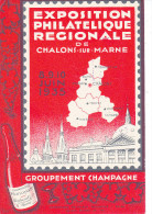 Vins, Champagne Exposition Chalons Sur Marne 1935, Carte Spéciale (rare) - Alimentation