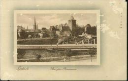 Brillantum Mit Rahmen Lübeck Burgtor-Panorama Dampfer Schiff Feldpost 25.5.1915 Nach Neustadt Holstein - Luebeck