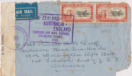 13573# NOUVELLE ZELANDE DEVANT LETTRE WAIHI NEW ZELAND AUSTRALIA ENGLAND THROUGHT AIR MAIL SERVICE INAUGURAL FLIGHT 1940 - Luchtpost