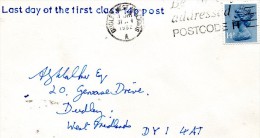 Great Britain 1982, Dudley " Last Day Of 14p First Class Post" Sent Locally Within Dudley - Cartas & Documentos