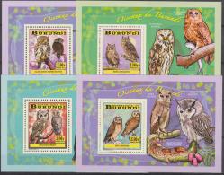 Burundi Owls-Hiboux-Uilen 2014 - 4 Sheets MNH - Nuevos