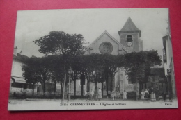 Cp Chennevieres L'eglise Et La Place - Cormeilles En Parisis