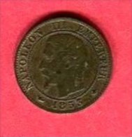 NAPOLEON III TETE NUE 1853 BB     TTB+  15 - A. 1 Centime